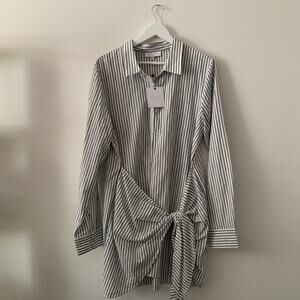 L' Academie Pinstripe Shirt Dress Size XL NWT